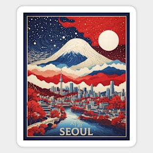 Seoul South Korea Starry Night Travel Tourism Retro Vintage Magnet